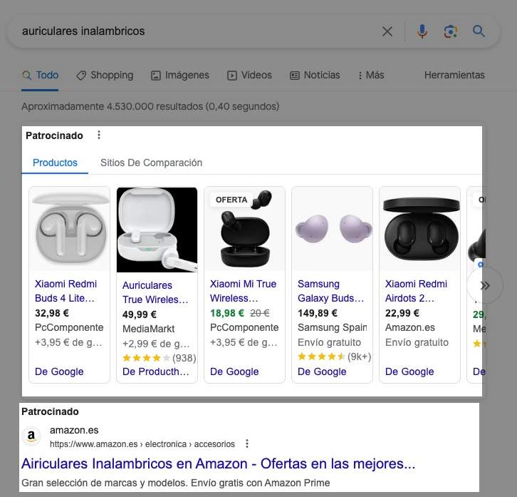 anuncios de búsqueda de Google