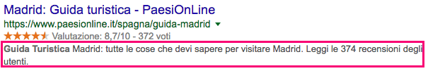 Esempio di metadescription ottimizzata seo per un post