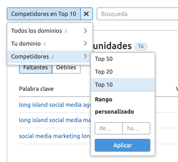 Content gap analysis - Competidores en top 10