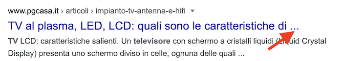 esempio di title tag tagliato da Google