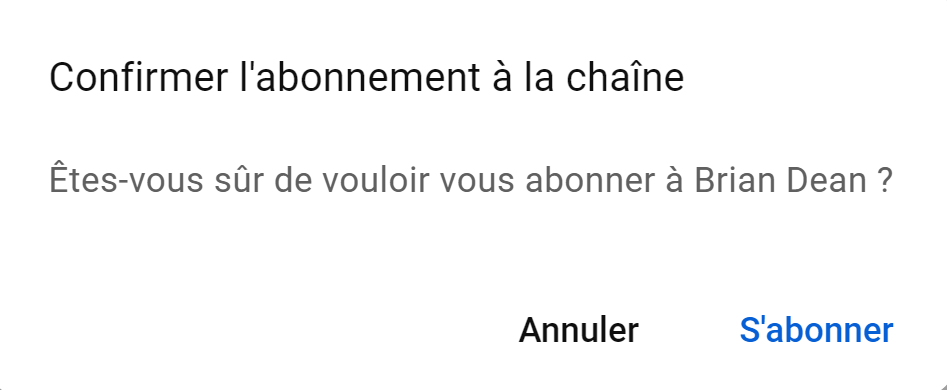 YouTube : confirmer l'abonnement à la chaîne