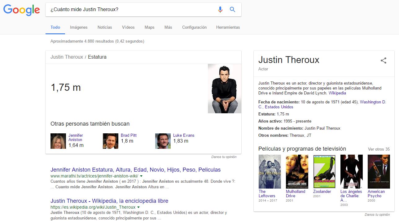 Resultados de Google que satisfacen el search intend directamente