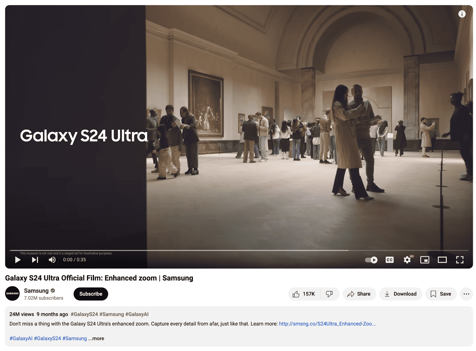 فیلم رسمی Galaxy S24 Ultra: تبلیغ بزرگنمایی پیشرفته توسط سامسونگ