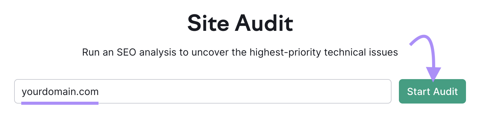 Enter your domain in Site Audit tool
