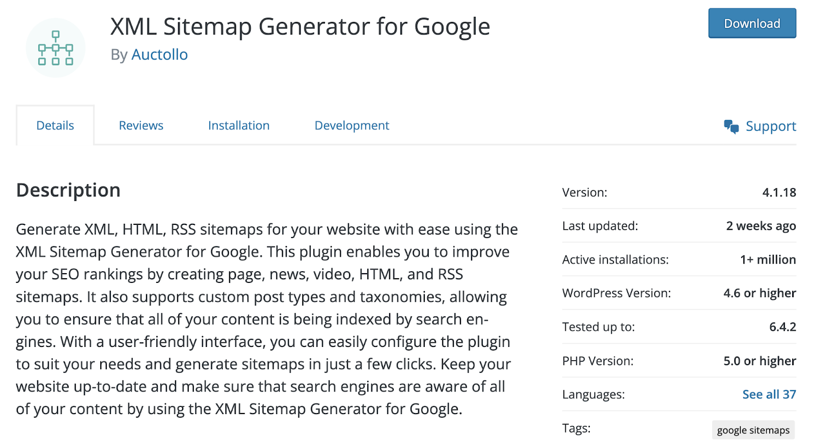 XML Sitemap Generator for Google details