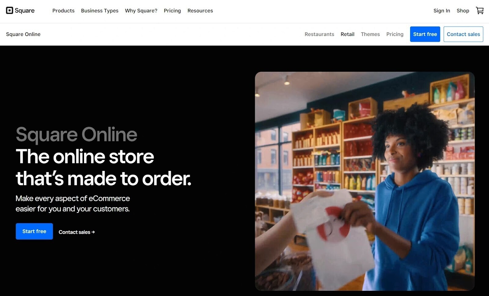 Square Online homepage