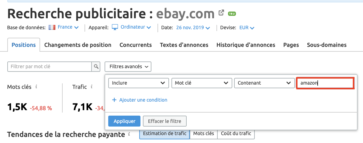 recherche publicitaire ebay.com