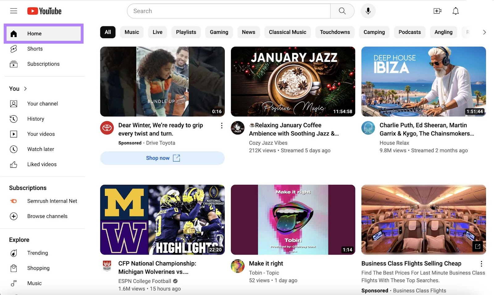 YouTube’s recommendations connected  homepage