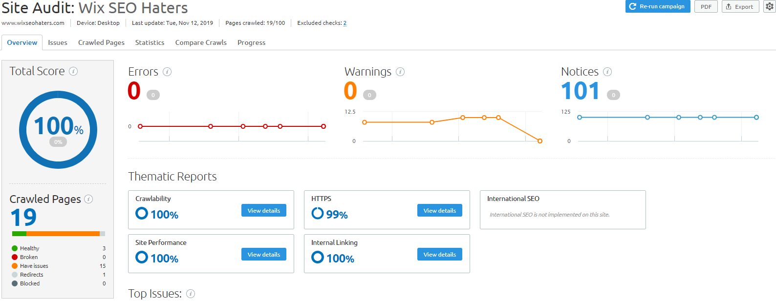 semrush site audit