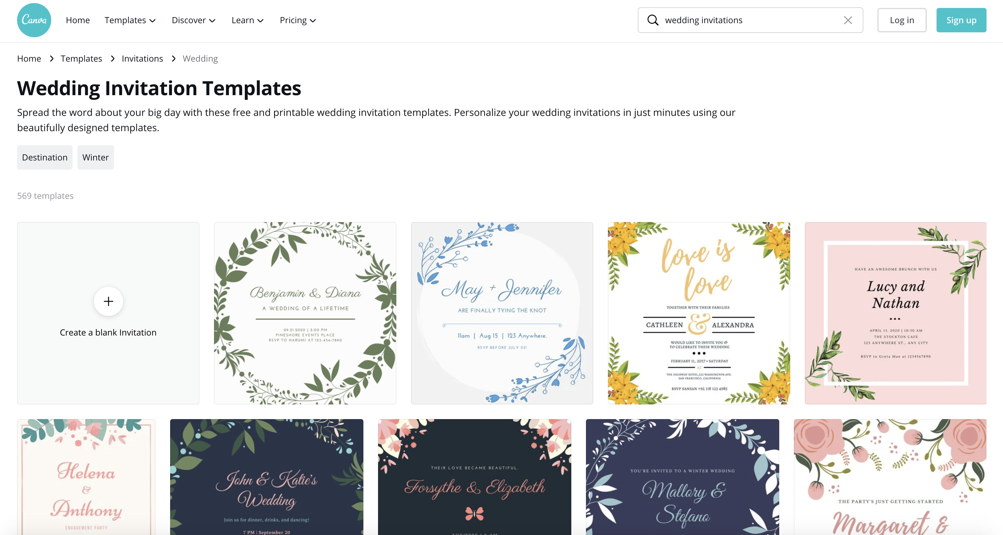 Canva wedding invites screenshot