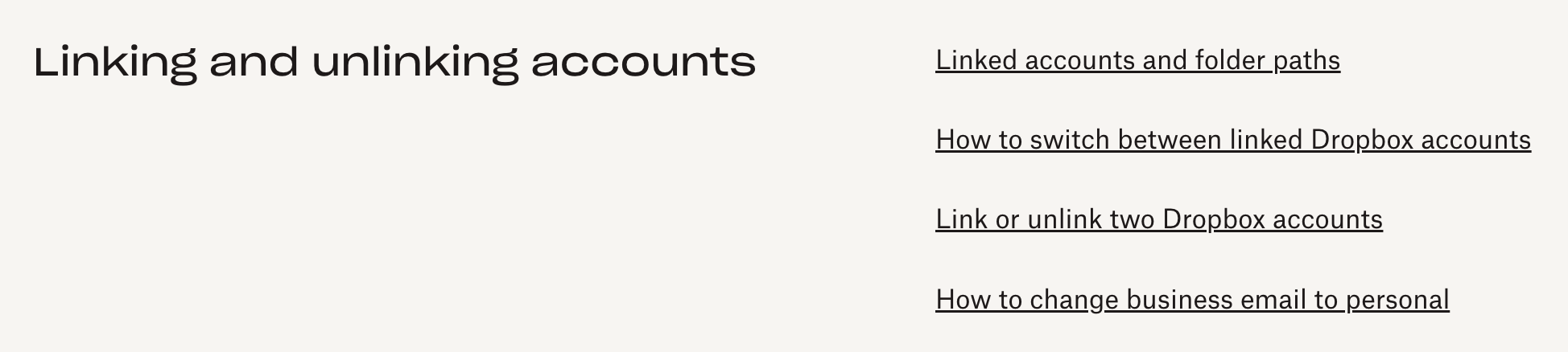 dropbox linking accounts
