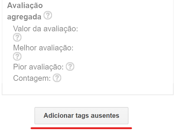 opção adicionar tags ausentes