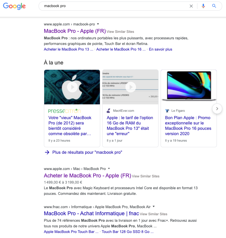 SERP macbook pro