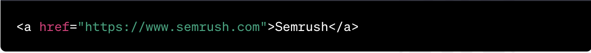A basic example of a link to Semrush’s ،mepage