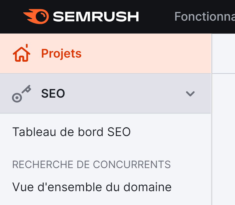 Créer un projet dans Semrush