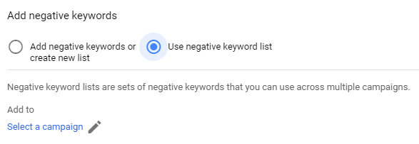 negative keywords