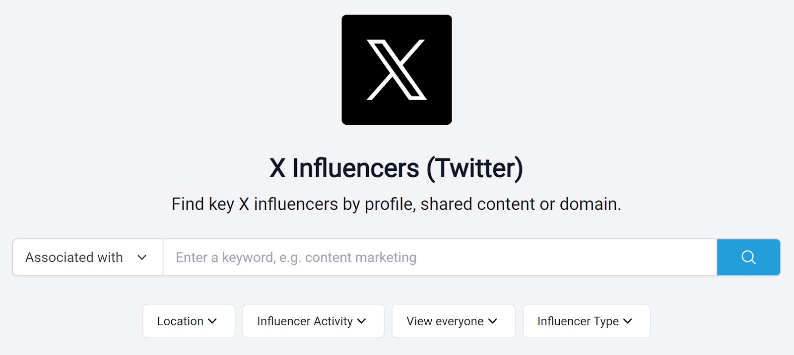 searching X influencers with BuzzSumo