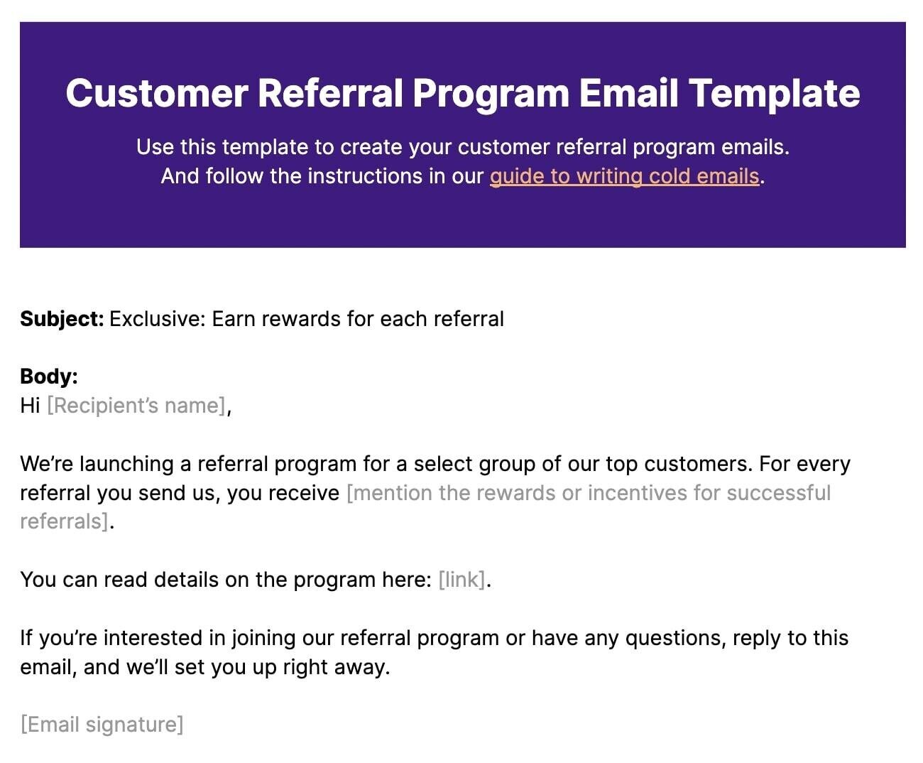 Customer Referral Program Email Template