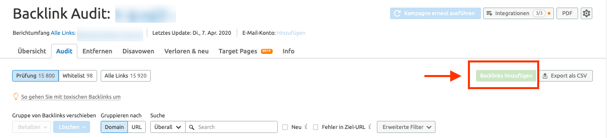 SEMrush Backlink Audit