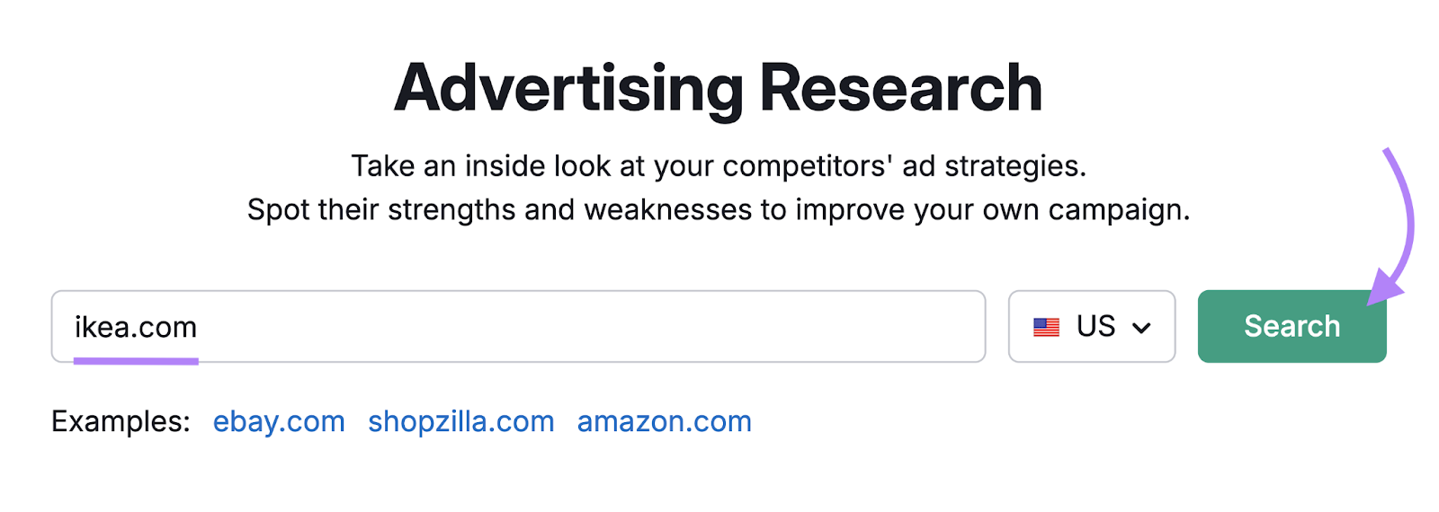 search for a competitor in Advertising Research