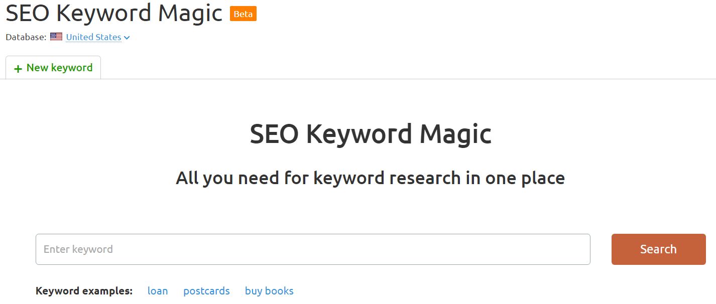 SEMrush SEO keyword magic tool