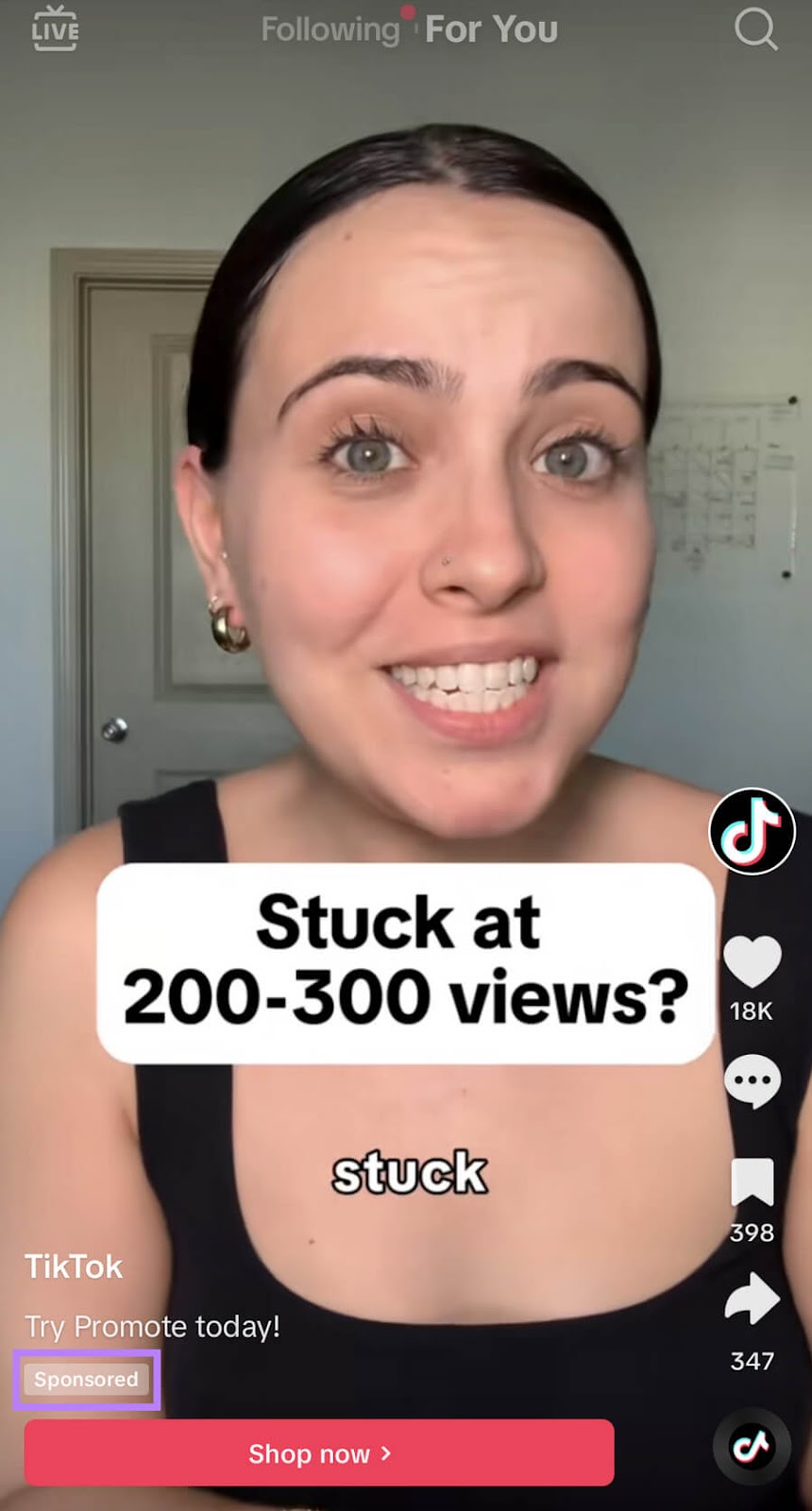An in-feed ad from TikTok