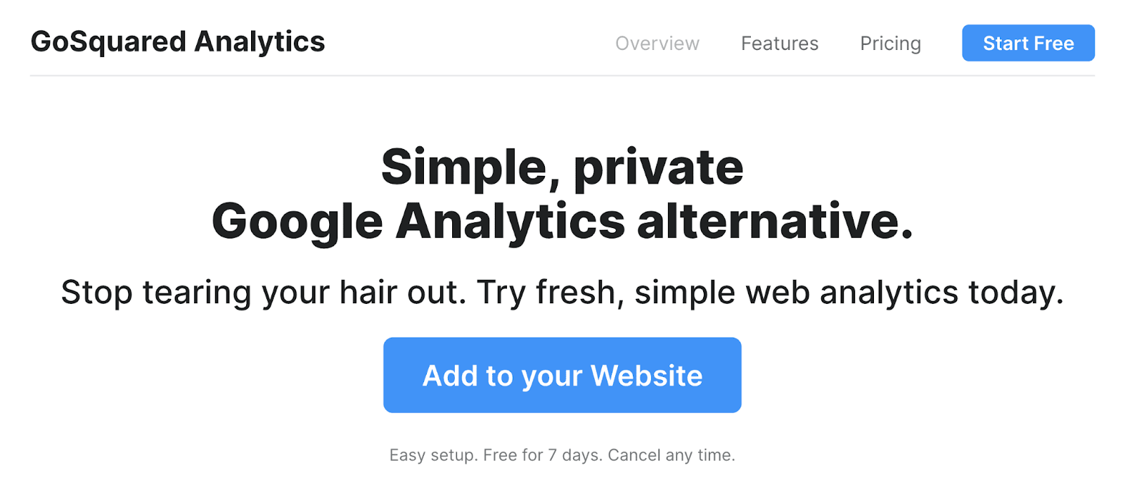 GoSquared Analytics homepage