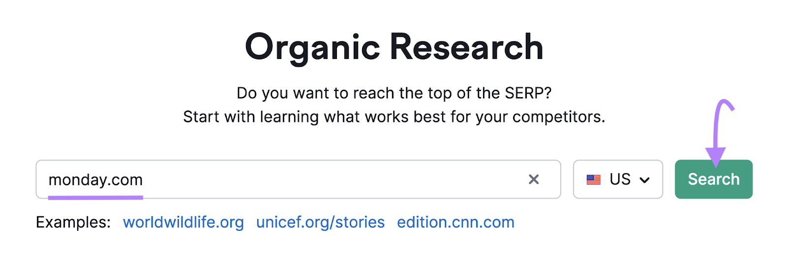"monday.com" entered into the Organic Research tool