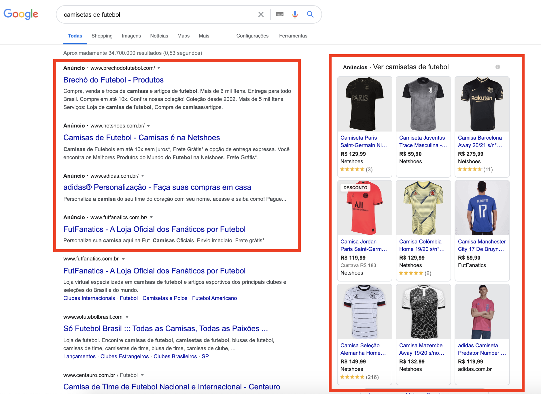 camisetas google ads e shopping