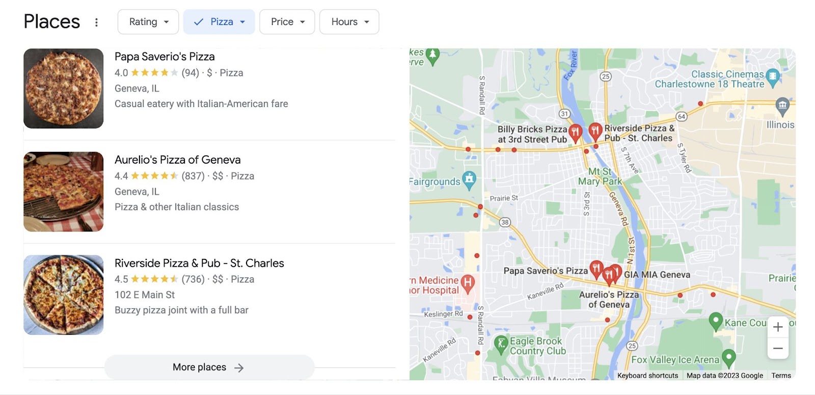 Google's local pack results