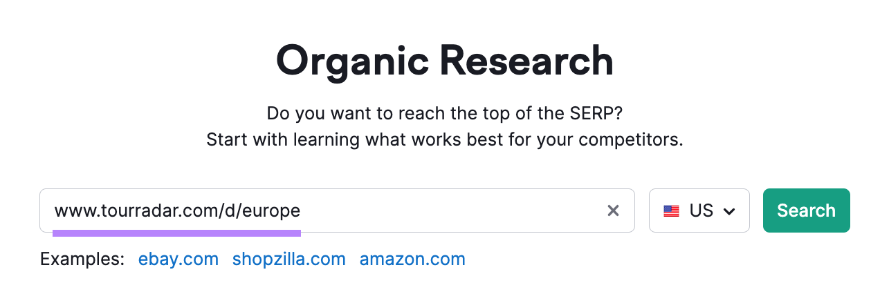 Semrush’s Organic Research tool