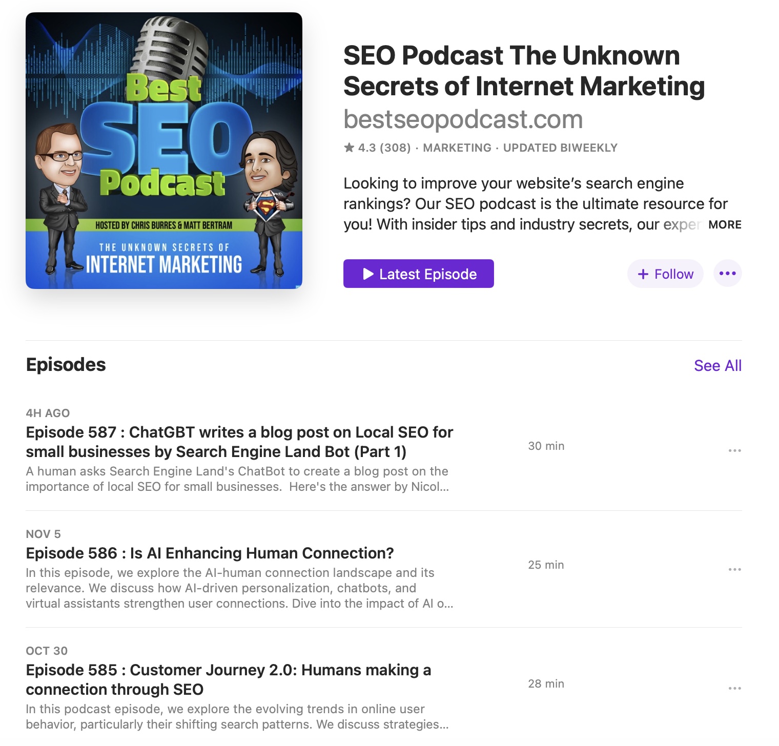 Best SEO Podcast The Unknown Secrets of Internet Marketing page