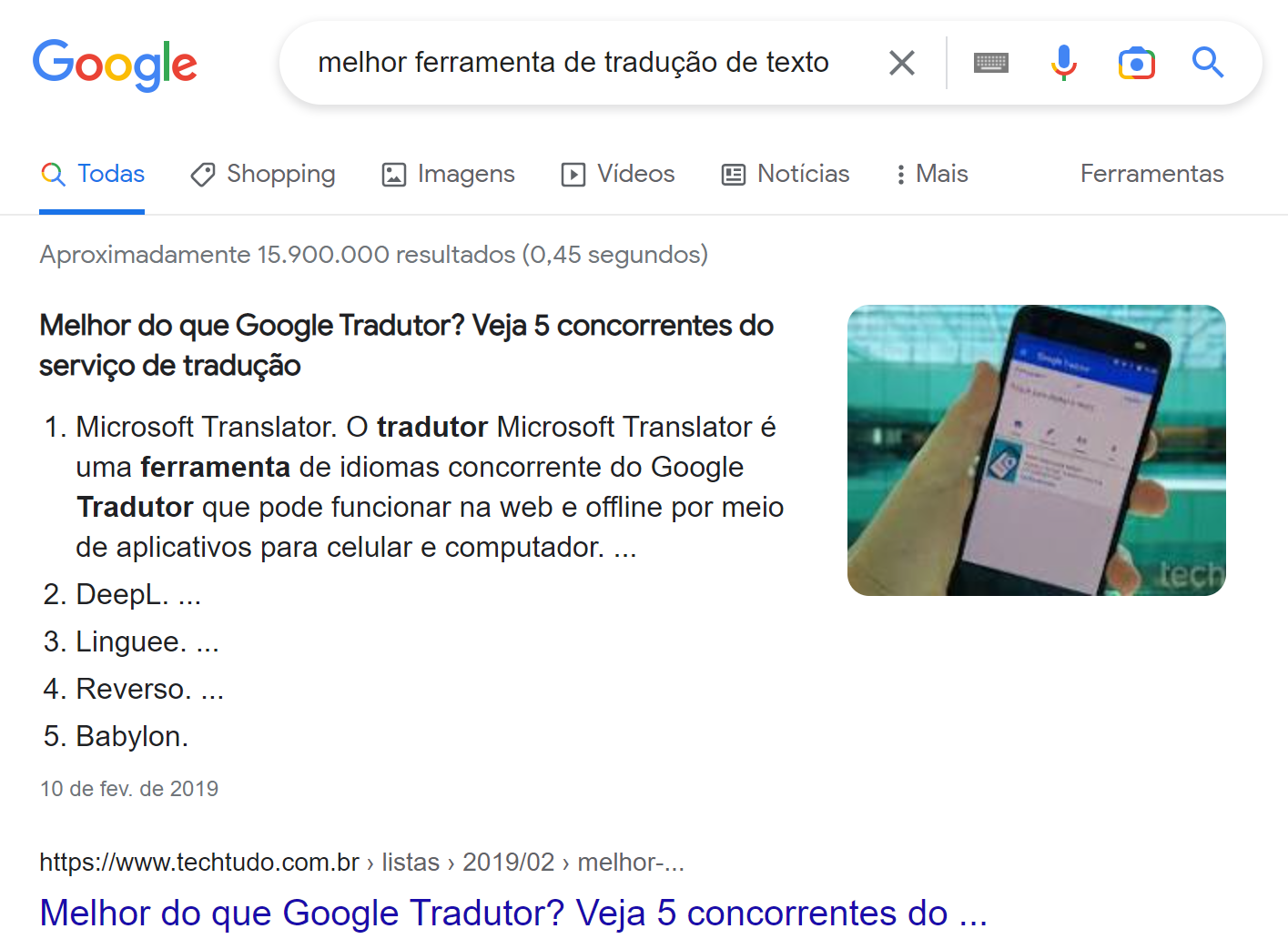 saiba tudo sobre básico de SEO 27 exemplo featured snippet lista