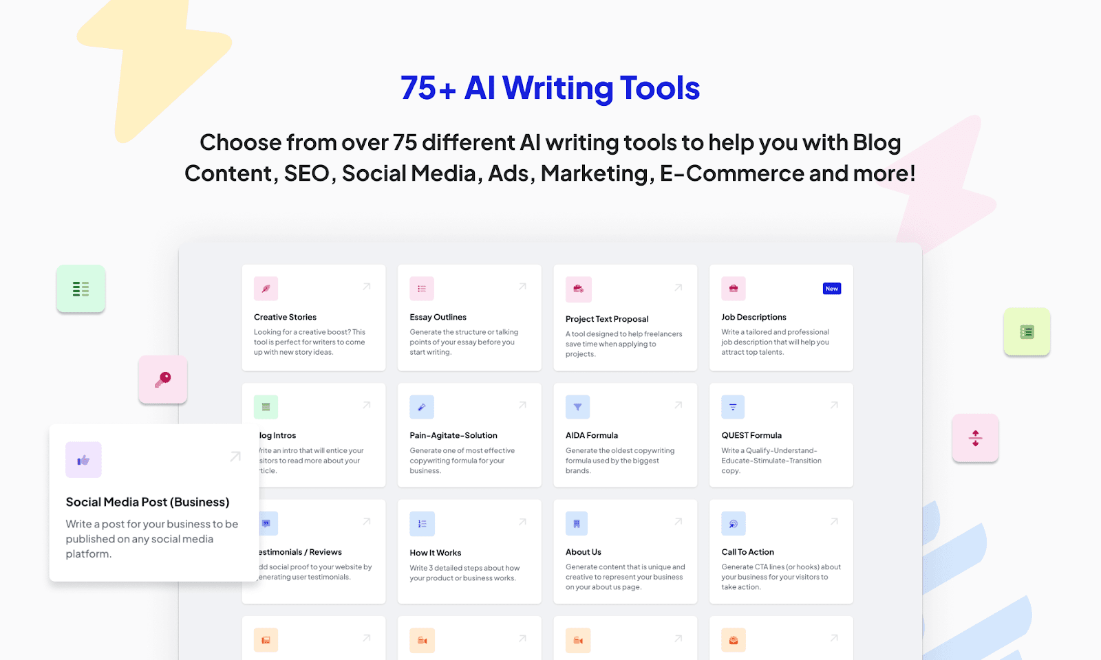 75+ AI Writing Tools