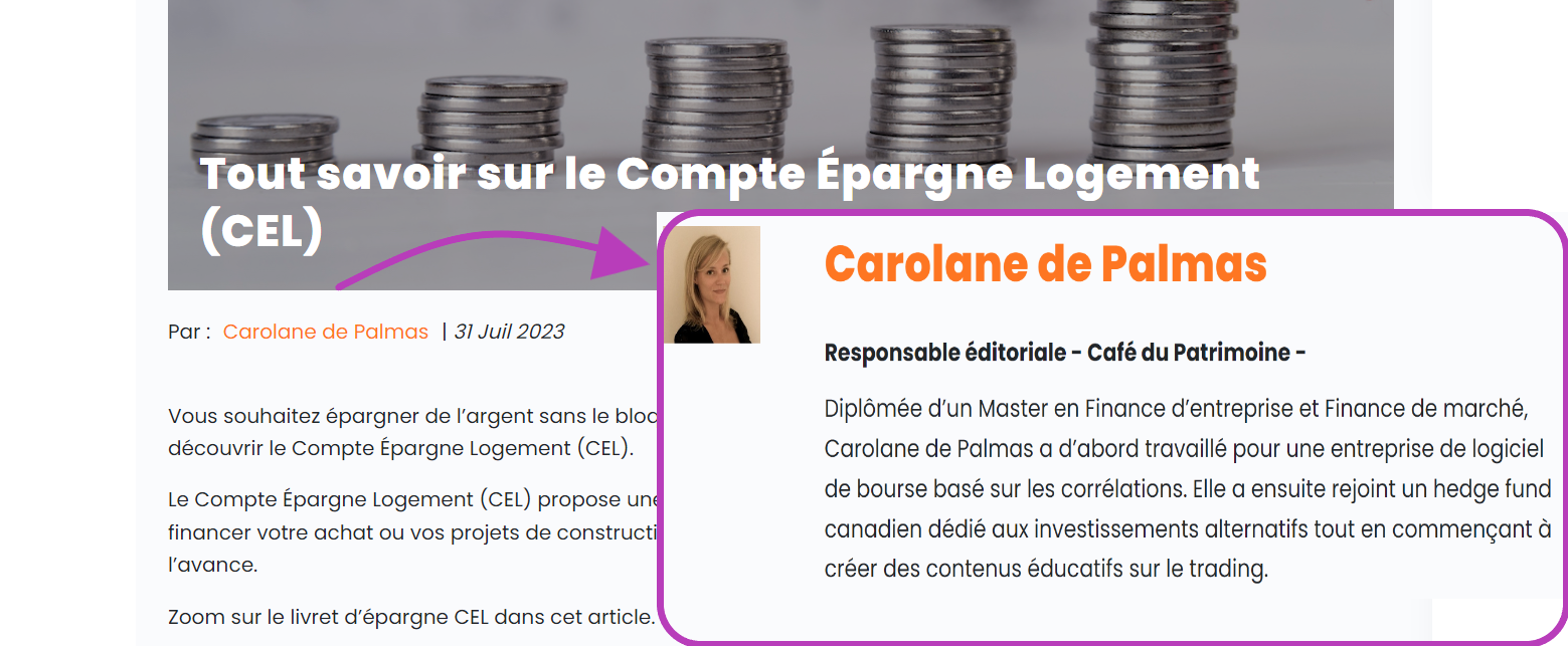 Biographie expert d'un article financier