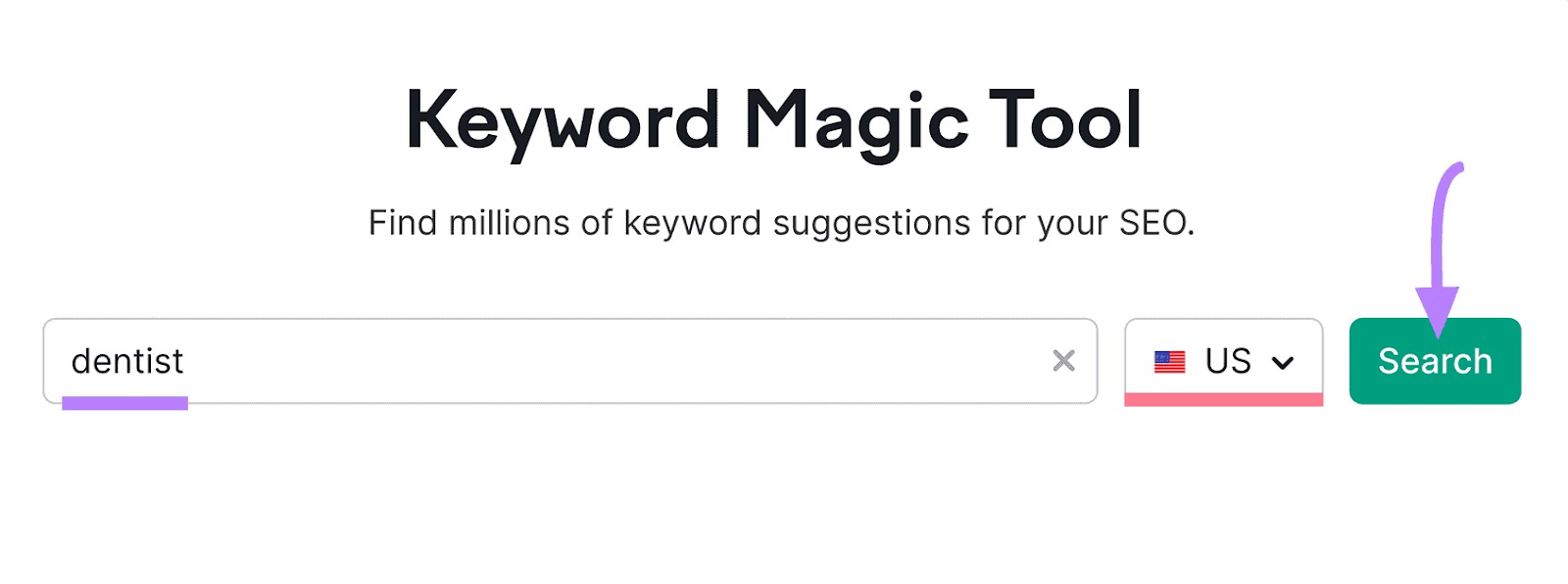 "dentist" entered into the Keyword Magic Tool search bar