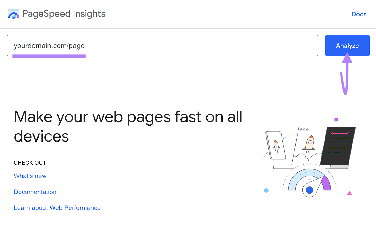 enter your domain successful  PageSpeed Insights tool