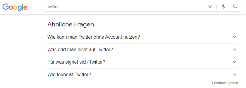 Screenshot: Ähnliche Fragen