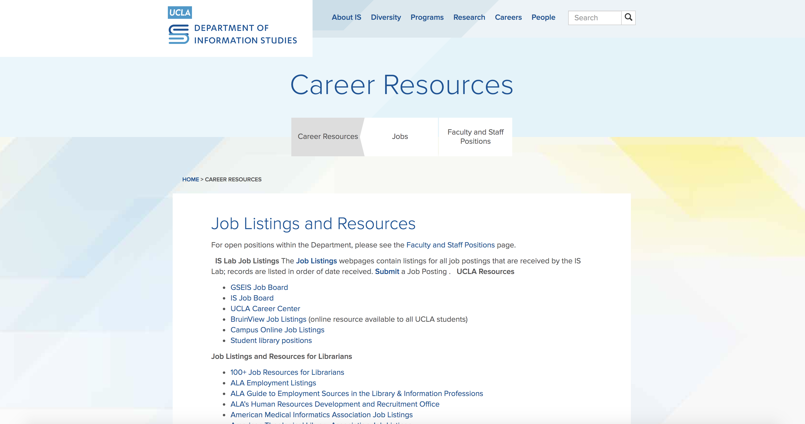 UCLA Career Resources screenshot