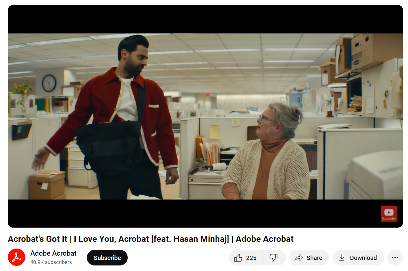 Marketing campaign example: “I Love You, Acrobat” by Adobe