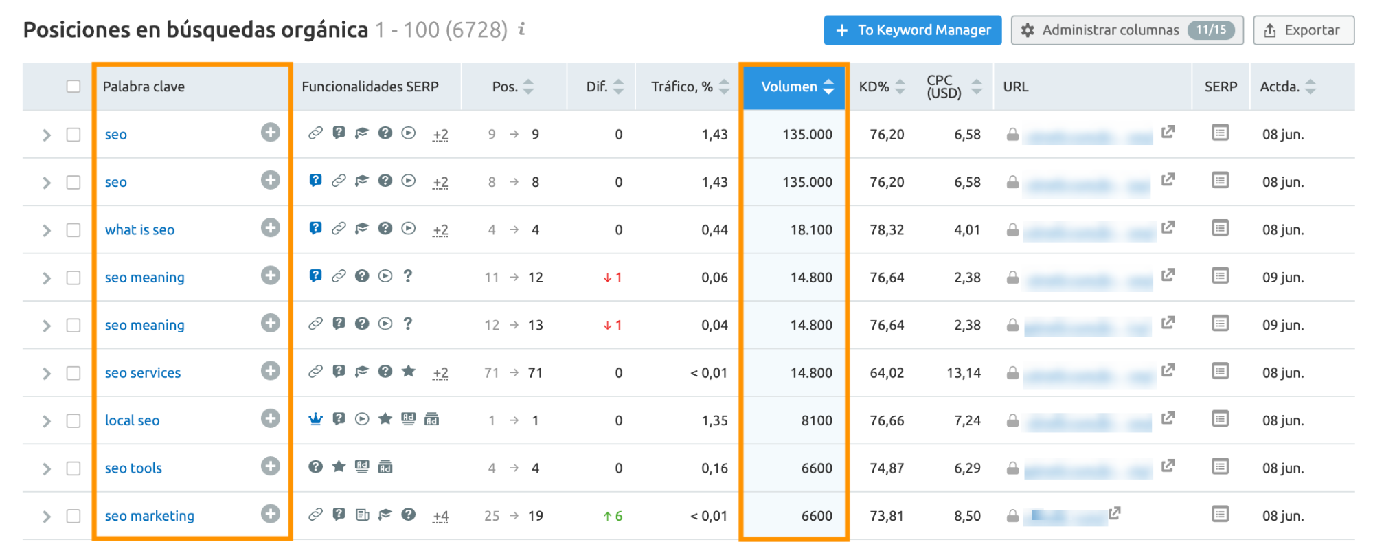 Plan de contenidos - Organic search positions