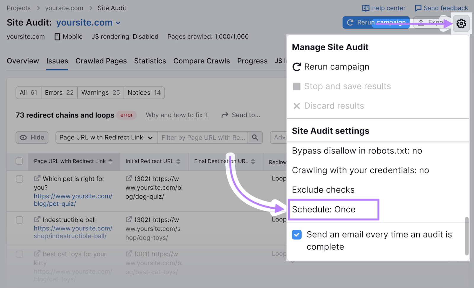 Site Audit Settings