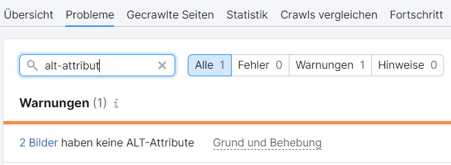 Suchfilter mit Eingabe 'alt-attribut'