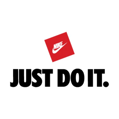 Nike's "Just Do It" copy below Nike's logo