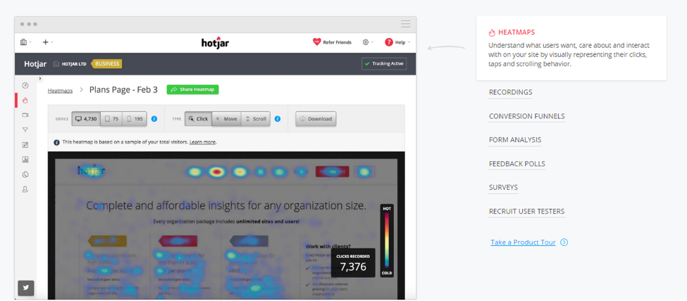 Hotjar all-in-one analytics