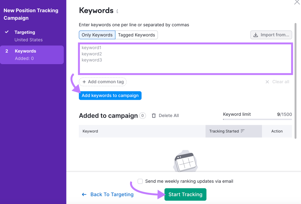 "Keywords" model   successful  Position Tracking instrumentality   settings