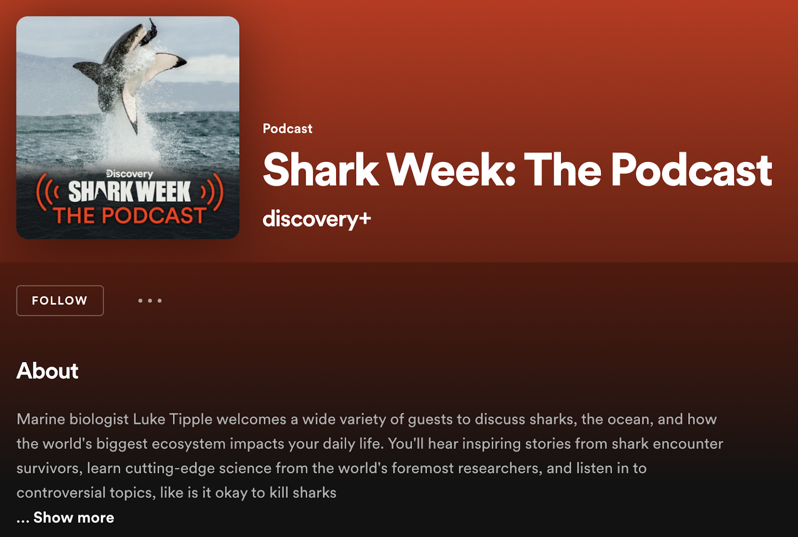 Discovery’s “Shark Week: The Podcast” page