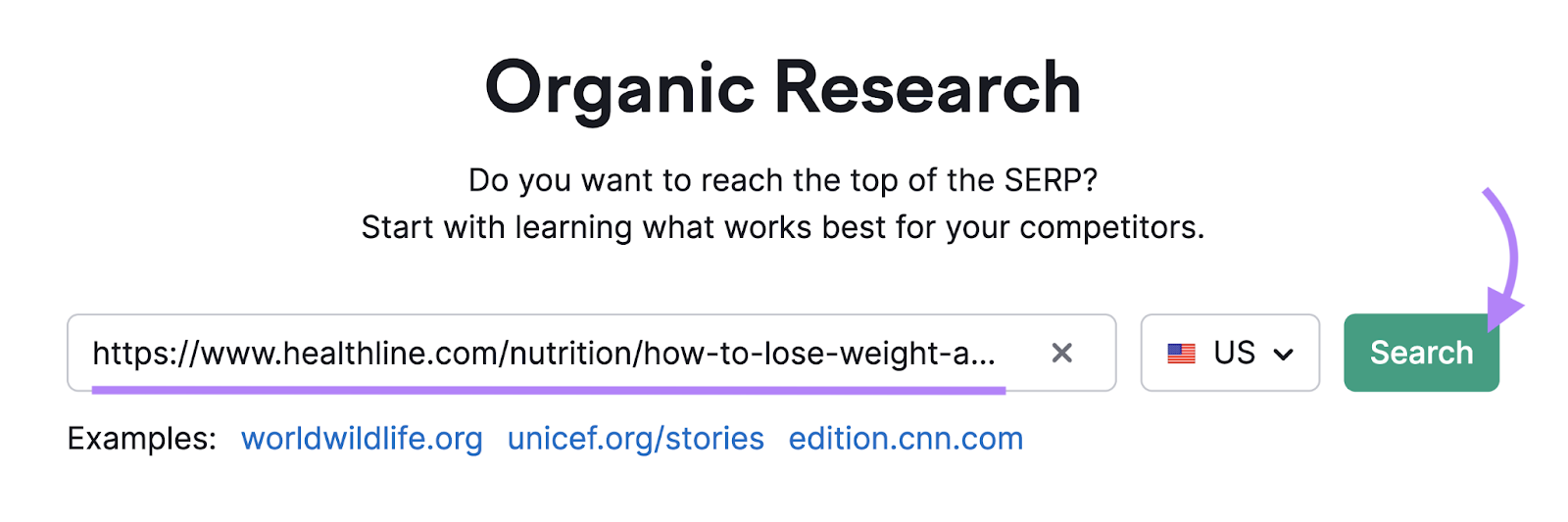 Healthline nonfiction  url entered into Organic Research tool