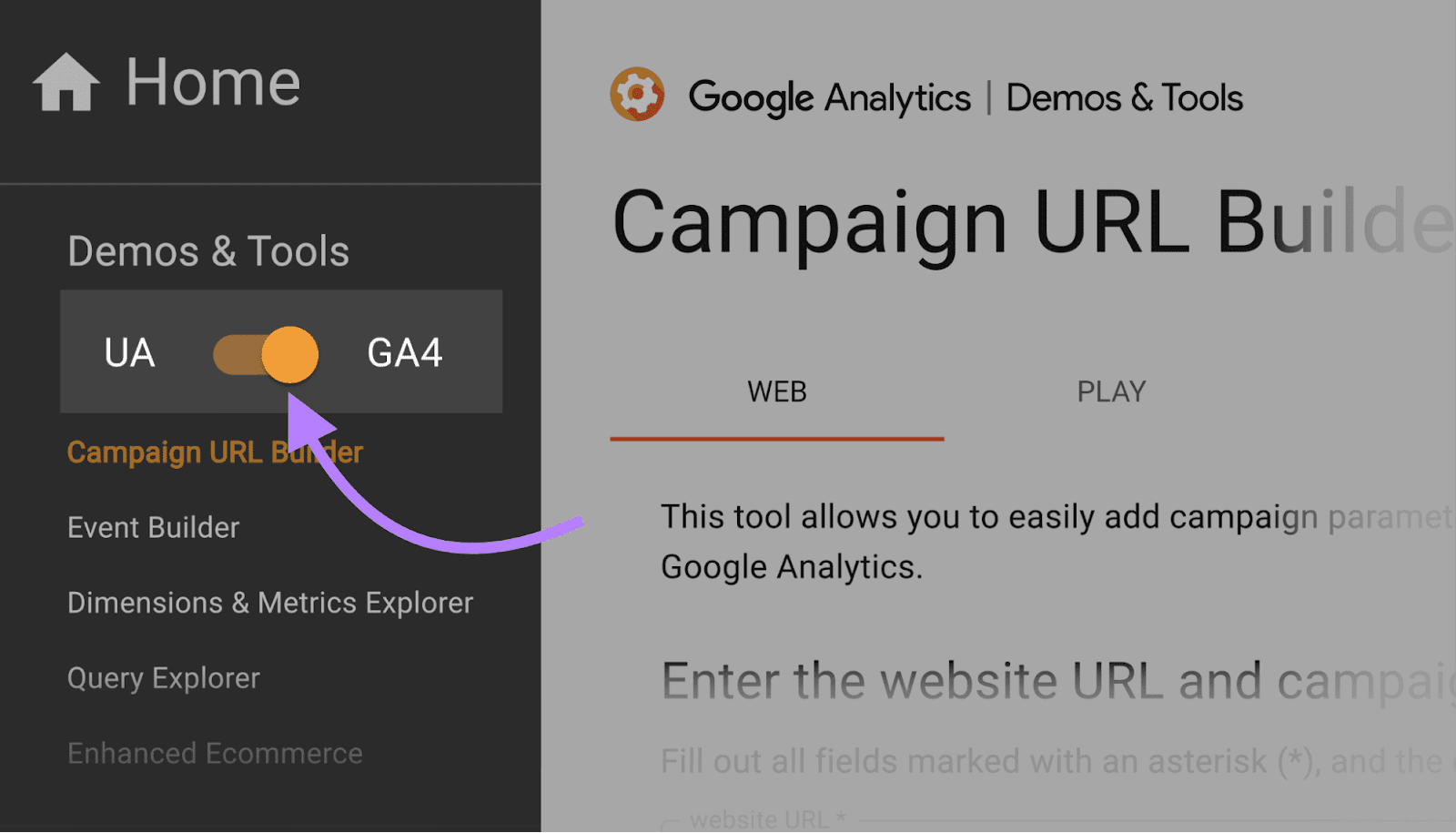 Cambiar el constructor de url de Google a Google Analytics 4