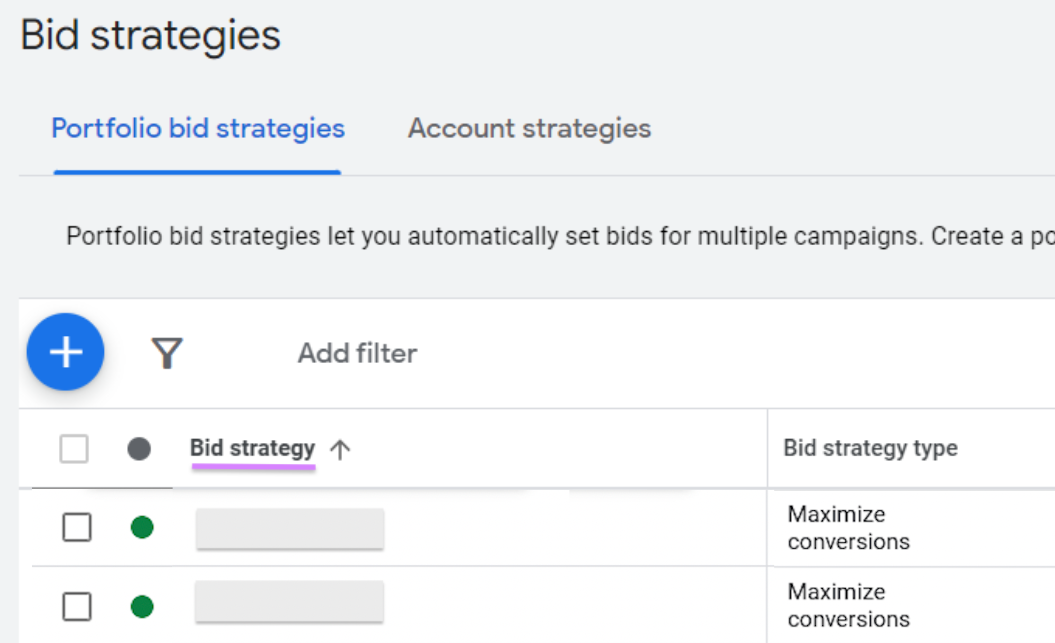 “Portfolio bid strategies” successful  Google Ads